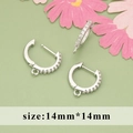 Silver DIY hoop earring component with pavé zirconia and small loop, 14mm size - 14mm Round Earring Hoop - Silver (MG2302B)