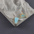 Orecchini a trapezio in vetro blu placcati oro 18K con anello per gioielli fai da te - Stile Celeste (M112504)