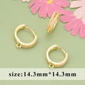 18K gold plated earring hoop with sparkling cubic zirconia stones for DIY jewelry making - 14.3mm Pave Hoop - Gold (MG2303A)