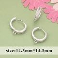 Silver round hoop earring components with micro-set cubic zirconia zircons, size 14.3mm - 14.3mm Pave Hoop - Silver (MG2303B)