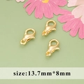 Three gold-plated lobster claw clasps for jewelry making measuring 13.7mm by 8mm - Gold Large Lobster Clasp (MF9102A)