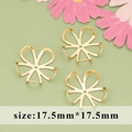 17.5mm 18K gold plated metal flower charm accessories for DIY handmade jewelry - 17.5mm 5-Petal Heart Hollow Flower Shape (MF7103A) / 20 Pieces Set / Gold