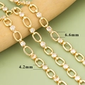 Maximalist 6.6mm gold-plated chain bracelet with cubic zirconia in a square setting - Gold Oval Claw Setting Style (C41502A)—【1m】