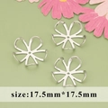Silver metal floral DIY jewelry component, 17.5mm hollow flower petal bead cap - 17.5mm 5-Petal Heart Hollow Flower Shape (MF7103B) / 20 Pieces Set / Silver