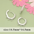 Silver color 14.5mm hoop earring components with zircon inlay and three hanging loops - 14.5mm Three-Loop Hoop - Silver (MG2304B)