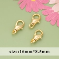 Three golden lobster clasps for DIY jewelry making, size 16mm x 8.5mm, polished metal finish - Gold Extra Large Lobster Clasp (MF9103A)