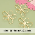 Golden 18K plated hollow five-petal flower pendant for DIY handmade jewelry earring crafts - 25.6mm 5-Petal Multi-hole Hollow Flower Shape (MF7104A) / 20 Pieces Set / Gold