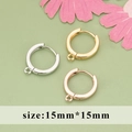 15mm gold, silver, and rose gold hoop earring components for DIY jewelry making - Round Earring Hoop Accessory (MG2204) / 10 Pieces Pack / 18K Gold