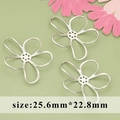 Three silver floral metal charms for jewelry making, sized 25.6mm x 22.8mm per piece - 25.6mm 5-Petal Multi-hole Hollow Flower Shape (MF7104B) / 20 Pieces Set / Silver