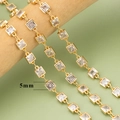 Pulsera de cadena dorada geométrica con circonitas cuadradas de 5 mm de ancho - 0,5m / Piedra Cuadrada Transparente Dorada (C41701A)