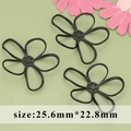 DIY black metal 5-petal flower charm pendant in rhodium finish for earring jewelry making - 25.6mm 5-Petal Multi-hole Hollow Flower Shape (MF7104H) / 20 Pieces Set / Gunmetal