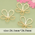Three-piece set of gold 18K plated 26mm hollow flower metal charms for DIY jewelry making - 26.1mm 5-Petal Large Hollow Flower Shape (MF7105A) / 20 Pieces Set / Gold
