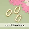 Three golden oval carabiner spring clasps for jewelry making, sized 13.9mm by 8mm - Gold Oval Spring Clasp (MF9106A)