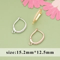 DIY copper gold-plated earring hooks with micro-pave crystals in three elegant colors - Rhinestone Inlaid Earring Hook Accessory (MG2210) / 10 Pieces Pack / Silver