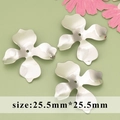 Polished silver floral metal pendants 25.5mm size for DIY handmade jewelry crafting - 25.5mm 4-Petal Solid Flower Slice (MF7106B) / 20 Pieces Set / Silver