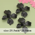 Three pieces of 25.5mm black 18K plated four-petal flower charms for DIY jewelry making - 25.5mm 4-Petal Solid Flower Slice (MF7106H) / 20 Pieces Set / Gunmetal