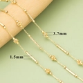 Goldene Blumenperlenkette mit 3,7mm Hohlperlen und 1,5mm Röhrchen für DIY-Schmuck - Zylinder Und Hohle Perle Stil Gold (C42803A)