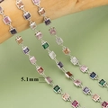 Cadena de circonitas de colores con engastes cuadrados de 5,1 mm en acabado plata - 0,5m / Piedra Cuadrada Multicolor Plateada (C35706B)
