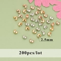200pcs 2.5mm C-shape crimp bead covers in gold, silver, and rose gold finishes - MG2805