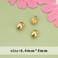 Three gold-plated copper bead caps for jewelry making, sized 6.4mm x 4mm in high-gloss finish - MG2402A / 20 Pieces/Pack (6.4mmx4mm) / Gold