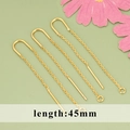 Golden 45mm copper plated threader earrings with U-hook and O-chain for DIY jewelry - U-Shaped Ear Wire (MF6601A) / 10 Pieces Pack / Gold