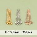 0.5x20mm metal ball head pins in gold silver and rose gold for DIY jewelry making - 0.5x20mm (250 Pieces/Pack)