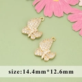 Golden butterfly jewelry charms with micro-pave zircons for DIY jewelry, 14.4mm x 12.6mm - Butterfly Style (MG5601A)
