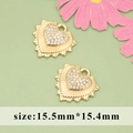Golden heart pendant with sparkling white zircon inlays and sunburst texture detail - Heart Sunburst Style (MG5603A)