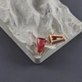 Orecchini a trapezio con rubino in vetro placcato oro 18K con anello fai da te - Stile Rosso (M112503)