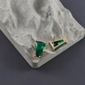 Orecchino a perno in vetro smeraldo trapezoidale placcato oro 18K con occhiello per DIY - Stile Verde Smeraldo (M112505)