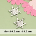 Silver evil eye star pendants with zircon inlay, Moroccan style jewelry charms, 16.5mm - Silver Evil Eye Hexagram (MG5604B)