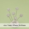 Spilla a fiore in argento per gioielli fai-da-te collane e orecchini 7mm x 45mm - Grappolo di fiori con perline (MG2602B) / 10 Pezzi/Confezione (7mm) / Argento