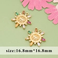 Golden sunburst charms with multicolored zircons and Divino Espirito Santo relief - Colorful Sun Holy Spirit (MG5605A)