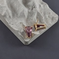 Ciondolo in vetro trapezoidale viola con cornice in oro 18K per orecchini fai-da-te - Stile Viola (M112507)