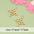 Golden flower star charms with micro-paved zircons in 17mm size for DIY jewelry - Hollow Floral Star (MG5606A)