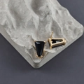 Orecchini a perno a trapezio in vetro nero placcati oro 18K con anello per gioielli DIY - Stile Nero (M112508)