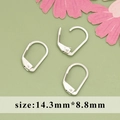 Silver lever-back earring hooks diy jewelry components size 14.3mm by 8.8mm - Silver Leverback Earring Hook (MF7202B) / 20 Pieces Set
