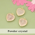 Pendentif en quartz rose facetté en forme de cœur avec bordure dorée pour bijoux DIY - Quartz rose
