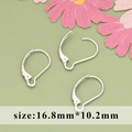 Three silver 16.8mm lever-back earring hooks on sage green background with flowers - Silver Large Leverback Hook (MF7203B) / 20 Pieces Set