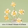 Ciondoli a fiore in zirconia dorata con spilli a T per gioielli fai da te 11,8x45mm - Fiore a cinque petali pieghettato (MG2607A)