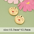 Golden vintage hammered evil eye charm pendants with red rhinestones for DIY jewelry - Red Evil Eye Hammered Style (MG6101)