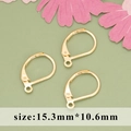 DIY 18K gold plated leverback earring hooks with loop for jewelry making, 15.3x10.6mm size - Gold Curved Leverback Hook (MF7206A) / 20 Pieces Set