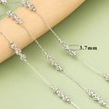 DIY necklace jewelry chain with 3.7mm silver hollow round beads for jewelry making - Hollow Round Bead Style Silver (C42802B)