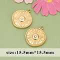 Golden sunburst evil eye charms with clear zircon stones for jewelry making 15.5mm - Sunburst Round Style (MG6105)