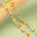 Handmade gold-plated chain with colorful cluster beads for DIY summer jewelry making - 1m / C43104 Multicolor Cluster