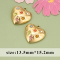 Vintage stainless steel heart charm with colorful rhinestones for DIY jewelry findings - Multicolor Rhinestone Heart Style (MG6106)