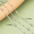 Silver bead chain with 1.5mm cylinders and 3.7mm floral beads for DIY jewelry making - Cylinder And Hollow Bead Style Silver (C42803B)