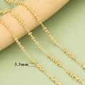 Polished 3.3mm golden flower bead chain for DIY necklaces and jewelry making - Beaded Cluster Accent Style Gold (C42805A)