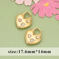 Golden heart padlock pendant with pink crystal inlay and floral details for DIY jewelry - Heart Padlock Pink Rhinestone Style (MG6107)