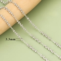 DIY silver bead chain for necklace with 3.3mm flower-shaped decorative nodes - Beaded Cluster Accent Style Silver (C42805B)
